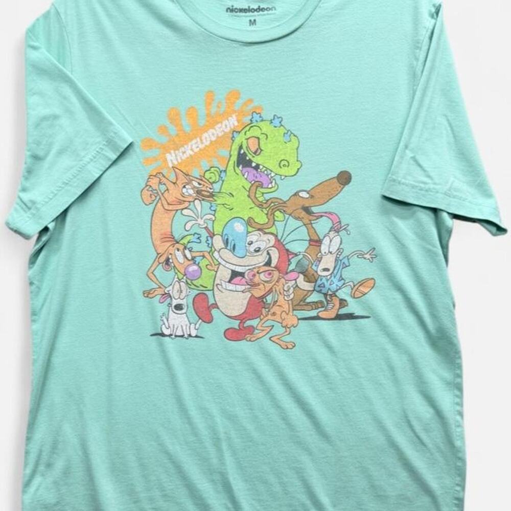 Nickelodeon 90s Cartoon T-Shirt Mens M Mint Ren Stimpy Rugrats Rocko CatDog